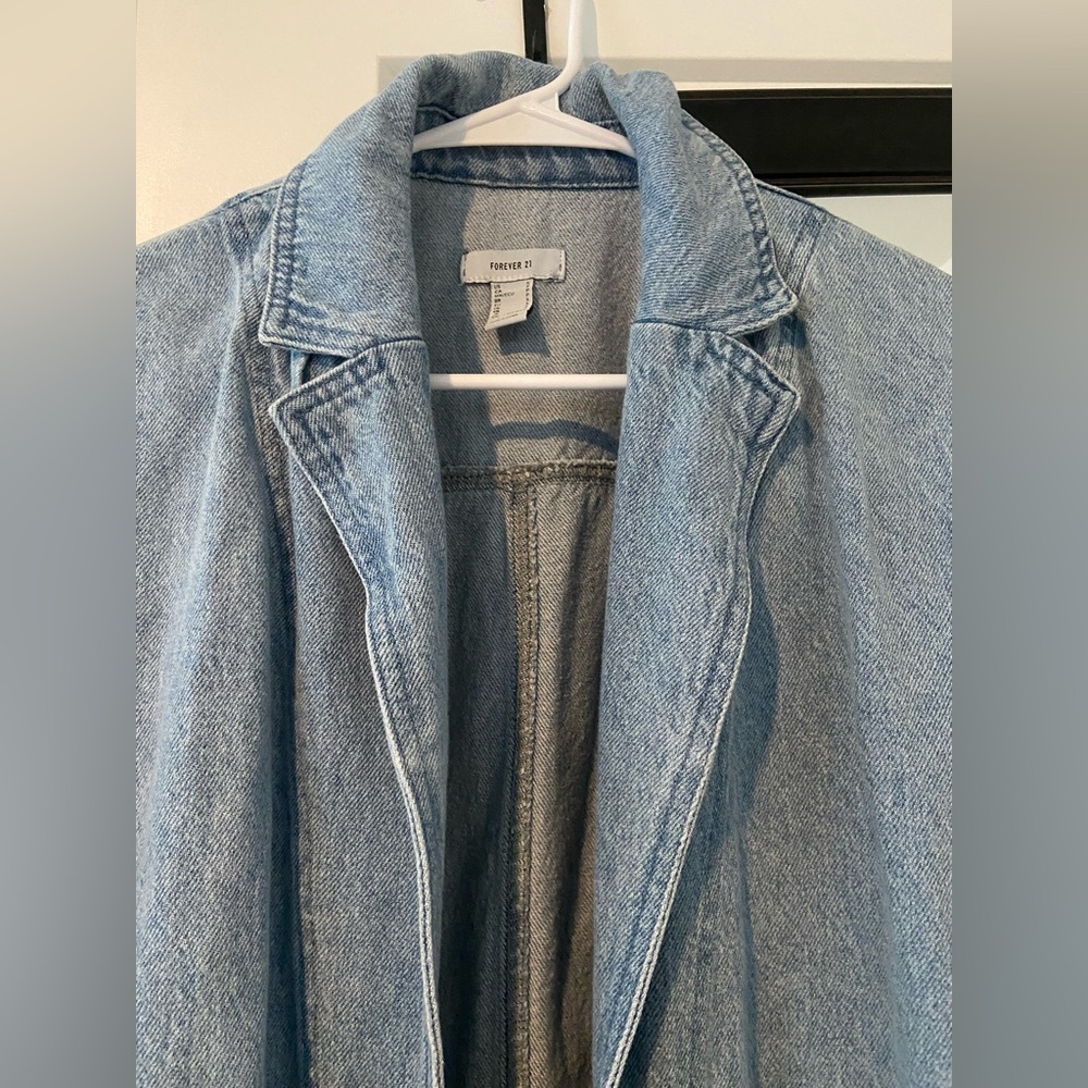 Denim Longline Jacket Forever 21 size Small - Picture 3 of 6